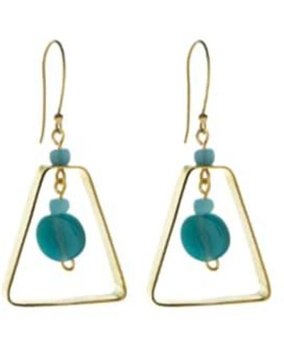 Just Trade Air Triangle Earrings Glass - Blue