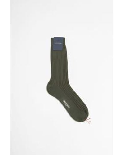 Bresciani Cotton Blend Short Socks Militaremoka - Verde