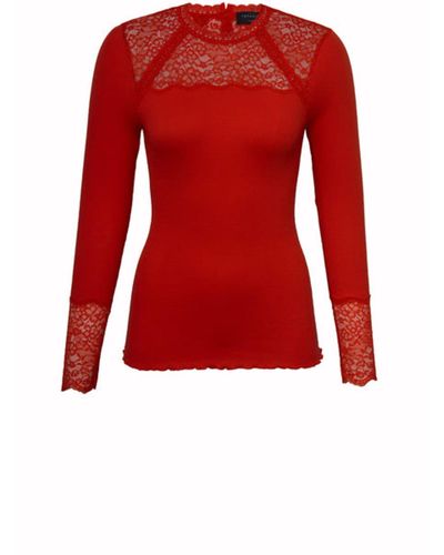 Rosemunde Rose Red Silk And Lace Tee