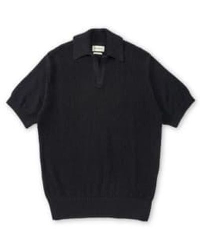Oliver Spencer Short Sleeve Penhale Polo Shirt Navy L - Black