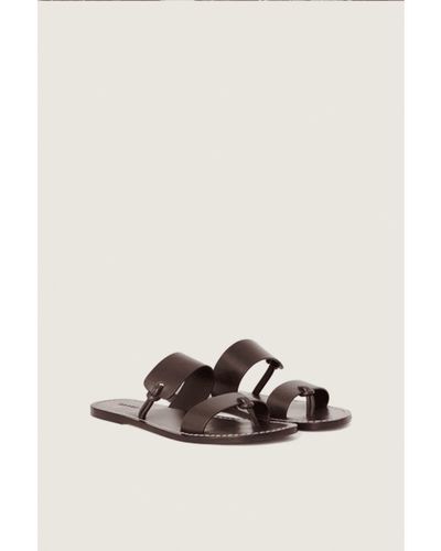 Soeur Brown Leather Uptown Sandals - White