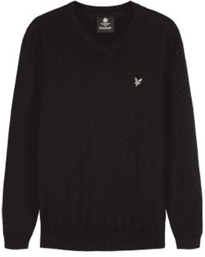Lyle & Scott Cotton Merino V Neck True Sweater M - Black