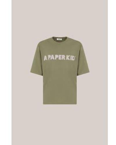 A PAPER KID Front Logo T-shirt Sage Extra Small - Green