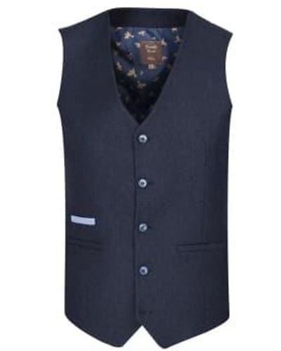 Fratelli Textured Suit Waistcoat Navy 46 - Blue