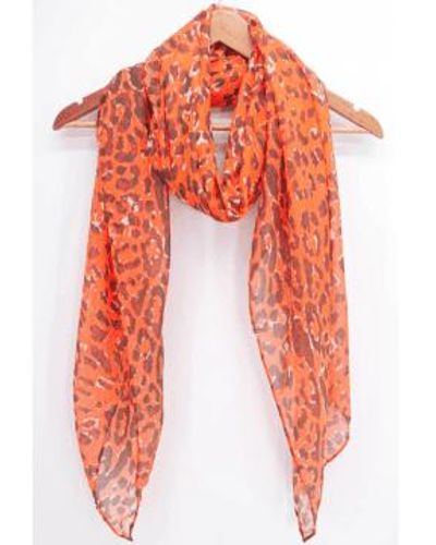 MSH Leopard Print Scarf - Rosso
