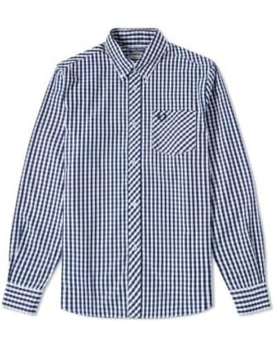 Fred Perry Retissue Gingham Shirt Navy - Bleu