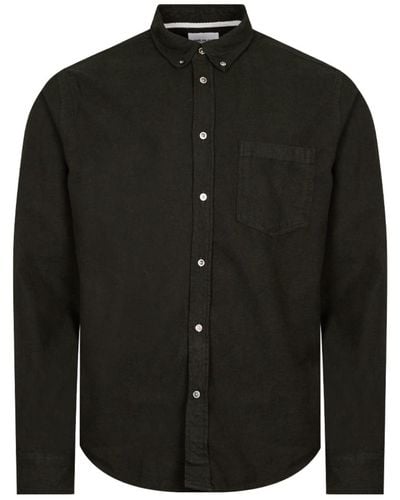 Norse Projects Anton Brushed Flannel Shirt Dark Green - Nero
