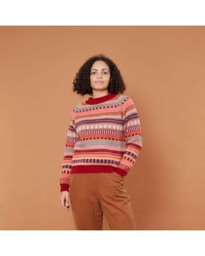 Donna Wilson Static Stripe Sweater Dubonnet - Rosso