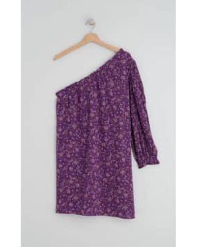 Every Thing We Wear Indi & Cold Mini Dress One Sleeve Shoulder Print - Purple