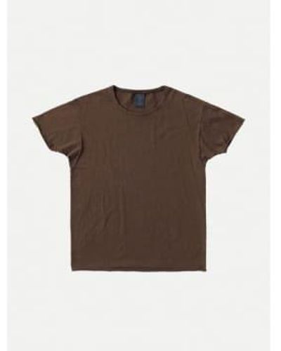 Nudie Jeans Camiseta roger slub bruno - Marrón
