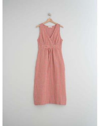 indi & cold Crossover Linen Dress - Pink