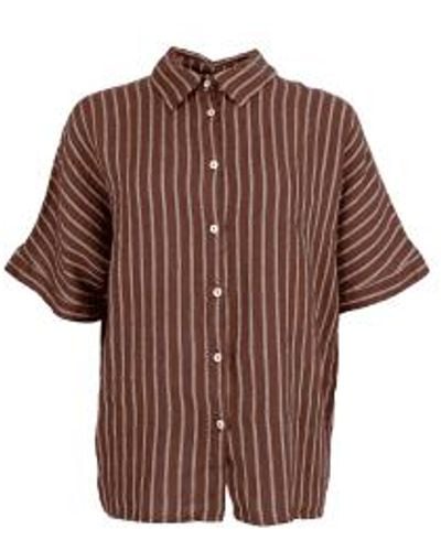 Black Colour Melina Wing Striped Shirt S/m - Brown