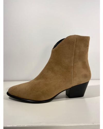 DONNA LEI Tan Suede Ankle Boots - Natural