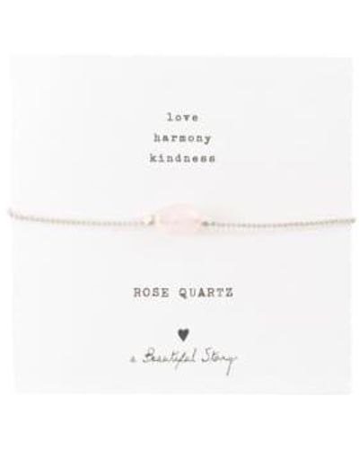A Beautiful Story Quartz And Silver Gemstone Card Bracelet - Bianco