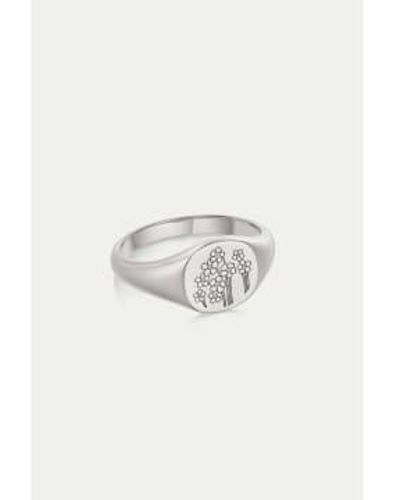 Daisy London Forget Me Not Signet Ring - Bianco