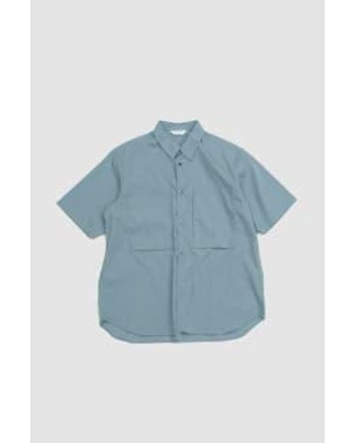Still By Hand Double Pocket Shirt Gray 3 - Blue