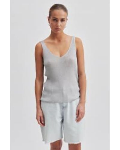 Second Female Ellia Silver Knit Top M - Grey