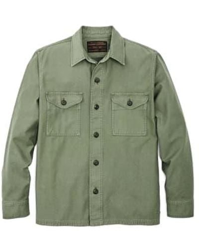 Filson Reverse Sateen Jac-shirt Washed Fatigue Medium - Green