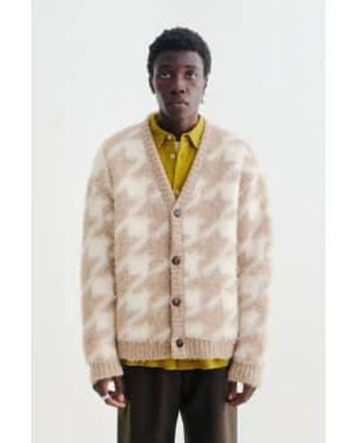 A Kind Of Guise Polar Knit Cardigan Oyster Houndstooth - Neutro
