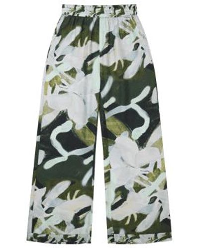 Munthe Arum Artist Print Silk Trousers Size 8 Col Army - Verde