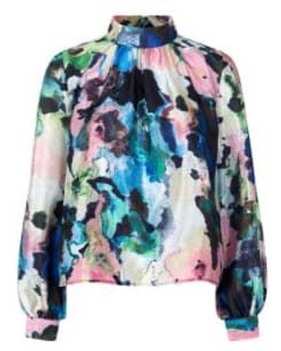 Stine Goya Frosted Floral Day Printed Ashley Top Xs - Blue