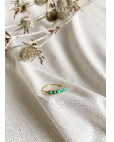 Une A Une Fine -plated Ring With Six Turquoise Gemstones. Size 56 - Natural