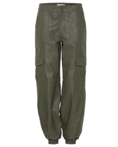 Pulz Pzrobin Leather Cargo Trousers Khaki Uk 12 - Green