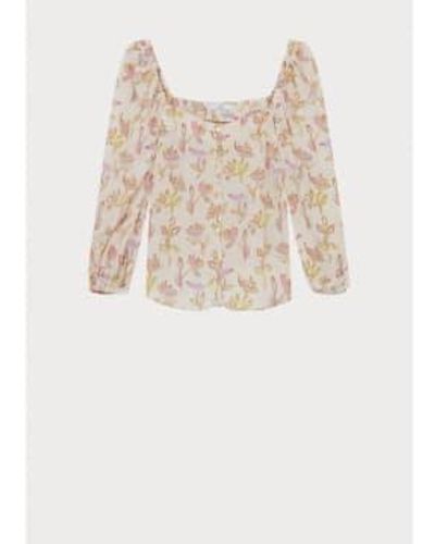 Paul Smith Square Neck Floral Blouse Col: 01 , Size: 10 - White