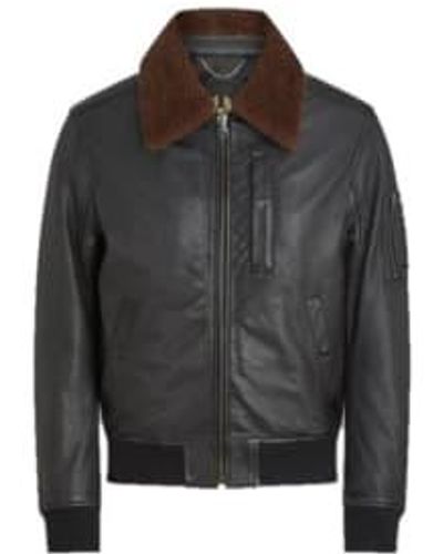 Belstaff Alstone Jacket Lamb Leather /earth Brown 48 - Black