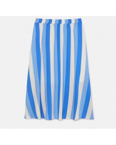 Compañía Fantástica Blue Stripe Bora Print Mid-rise Midi Skirt
