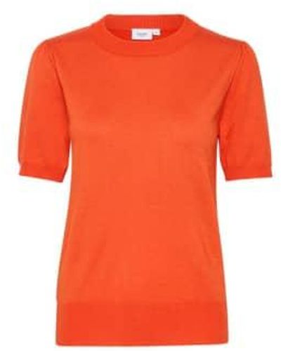 Saint Tropez Milasz Short Sleeve Knit Tigerlily Xs - Orange