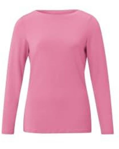 Yaya T-shirt With Boatneck And Long Sleeves - Pink