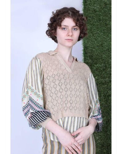 Conditions Apply | Hyacinth Knitted Top Beige/multi Xs - Multicolour