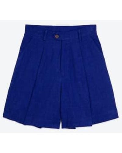 Lowie Linen Viscose Blue Tailored Shorts M