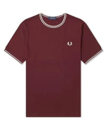 Fred Perry Twin Tipped Tee Oxblood - Red