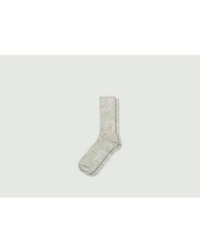 Nudie Jeans Mens Slub Stripe Socks 1 - Bianco