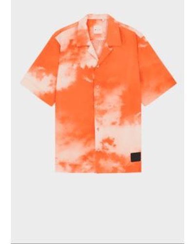 Paul Smith Red 'cloud' Print Short-sleeve Shirt - Orange
