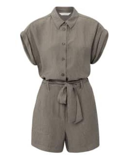 Yaya Falcon Woven Playsuit With Short Sleeves - Grigio