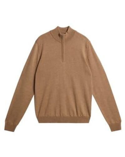 J.Lindeberg Kiyan Quarter Zip Sweater M - Brown