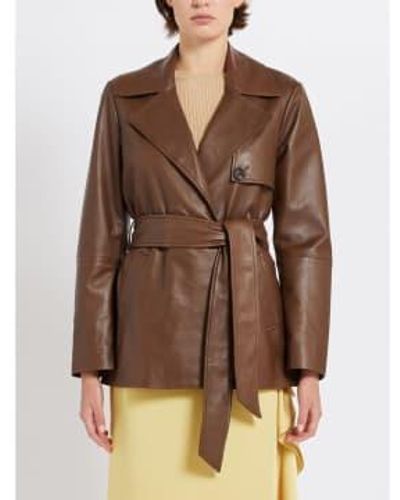 Marella Garbata Leather Jacket Size: 14, Col: 12 - Brown