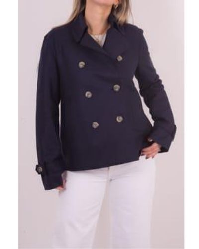 Harris Wharf London Cropped Trench In Blue