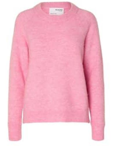 SELECTED Slflulu Moonlite Melange O-neck Sweater Xs - Pink