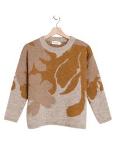 indi & cold Leaf Jacquard Sweater - Brown