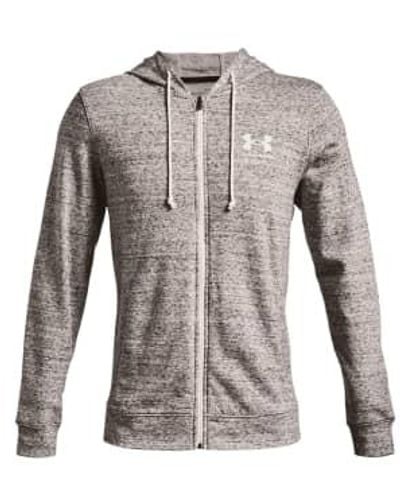 Under Armour Rival terry full zip herrentrikot onyx weiß - Grau