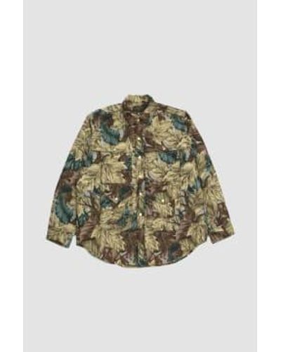 Beams Plus Polyester Camouflage Jacquard Adventure Shirt Olive S - Green