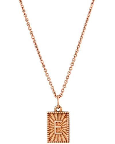 Posh Totty Designs Rose Gold Plated Sunbeam Rectangle Initial Charm Necklace - Metallizzato