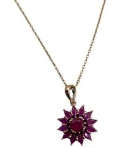 SIXTON LONDON Ruby Flower Necklace One Size / Coloured - Metallic