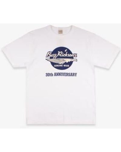 Buzz Rickson's 30 -jähriges jubiläum t -shirt - Weiß