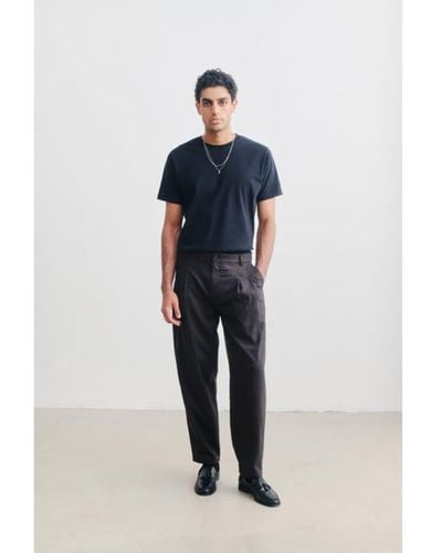 A Kind Of Guise Pleated Wide Pants Chestnut Flannel - Blue