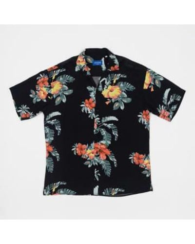Jack & Jones Jack And Jones Floral Resort Short Sleeve Shirt In Navy - Blu